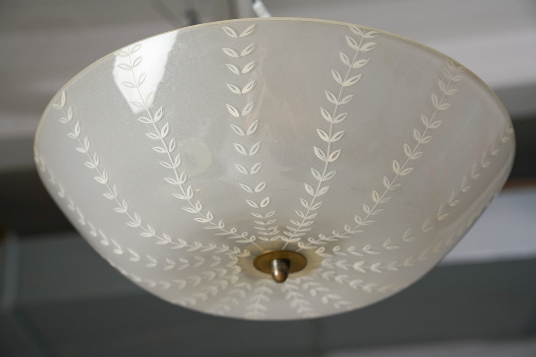 Rare hand-painted model 1001 flush mount, Lisa Johansson-Pape, Orno, 1950s