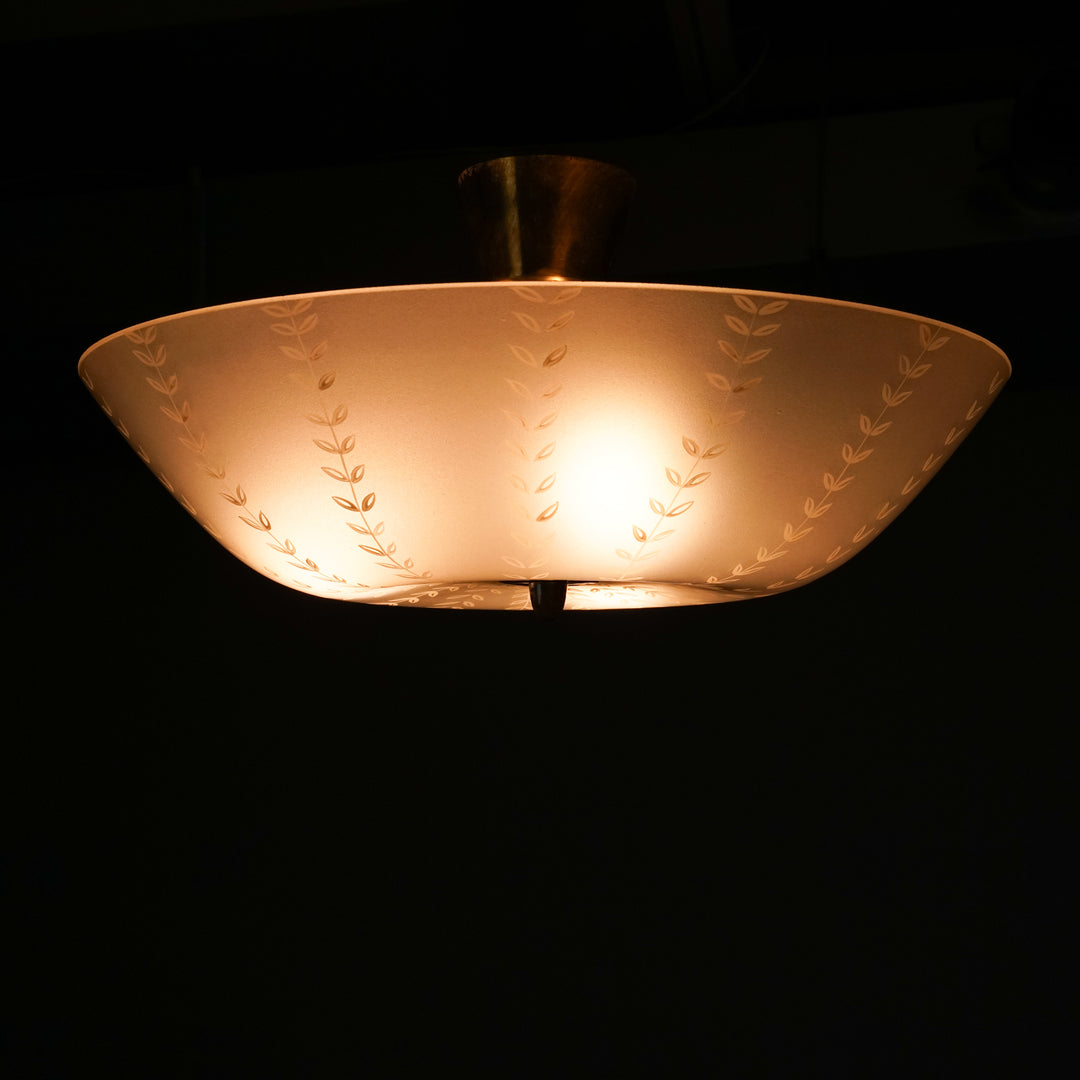 Rare hand-painted model 1001 flush mount, Lisa Johansson-Pape, Orno, 1950s
