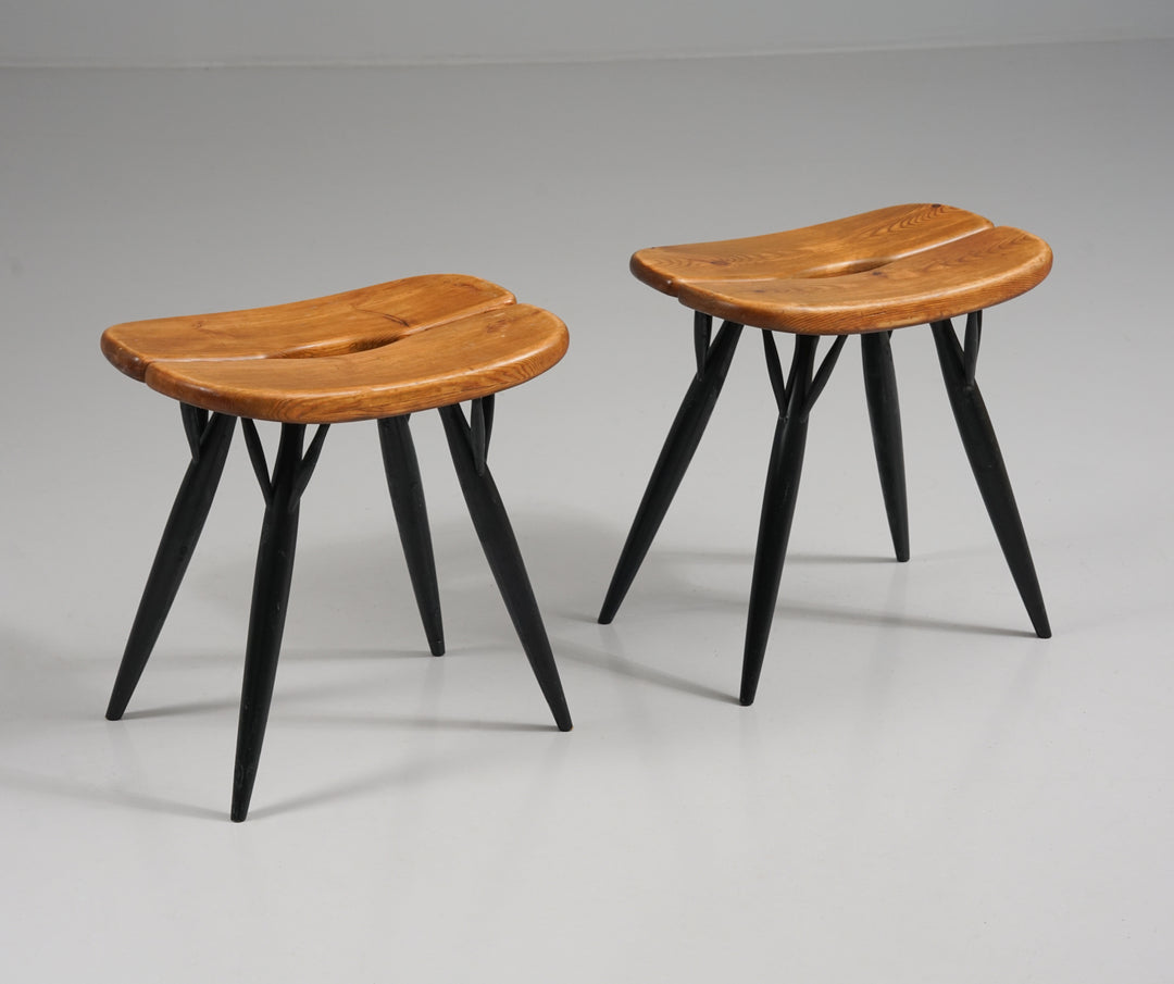 Model Pirkka stools (2 pieces), Ilmari Tapiovaara, Laukaan Puu, 1950s