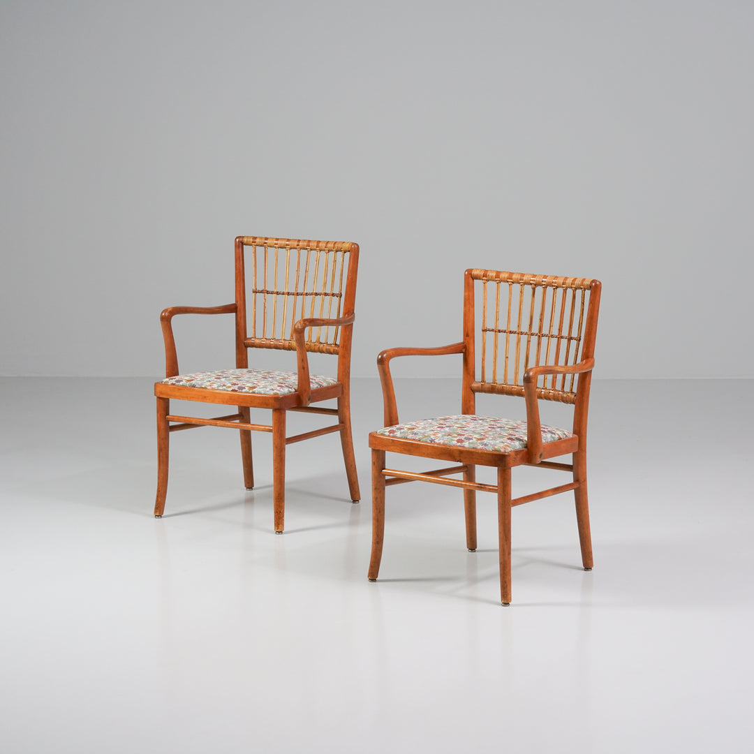 Pair of armchairs, Werner West, Keravan puusepät, Finland, 1940s