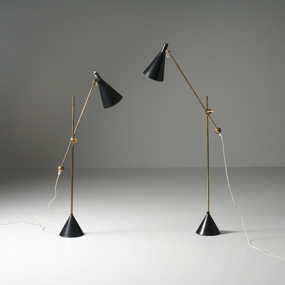 Pair of model K10-11 floor lamps, Tapio Wirkkala, Idman, 1950s