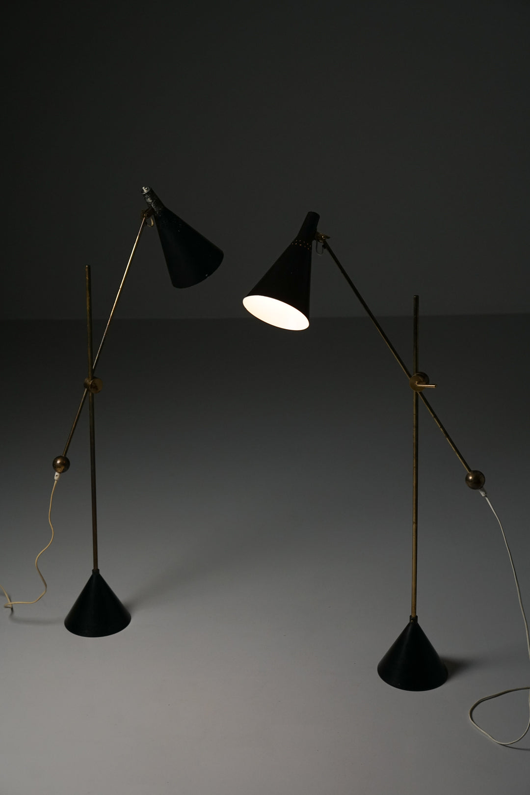 Pair of model K10-11 floor lamps, Tapio Wirkkala, Idman, 1950s