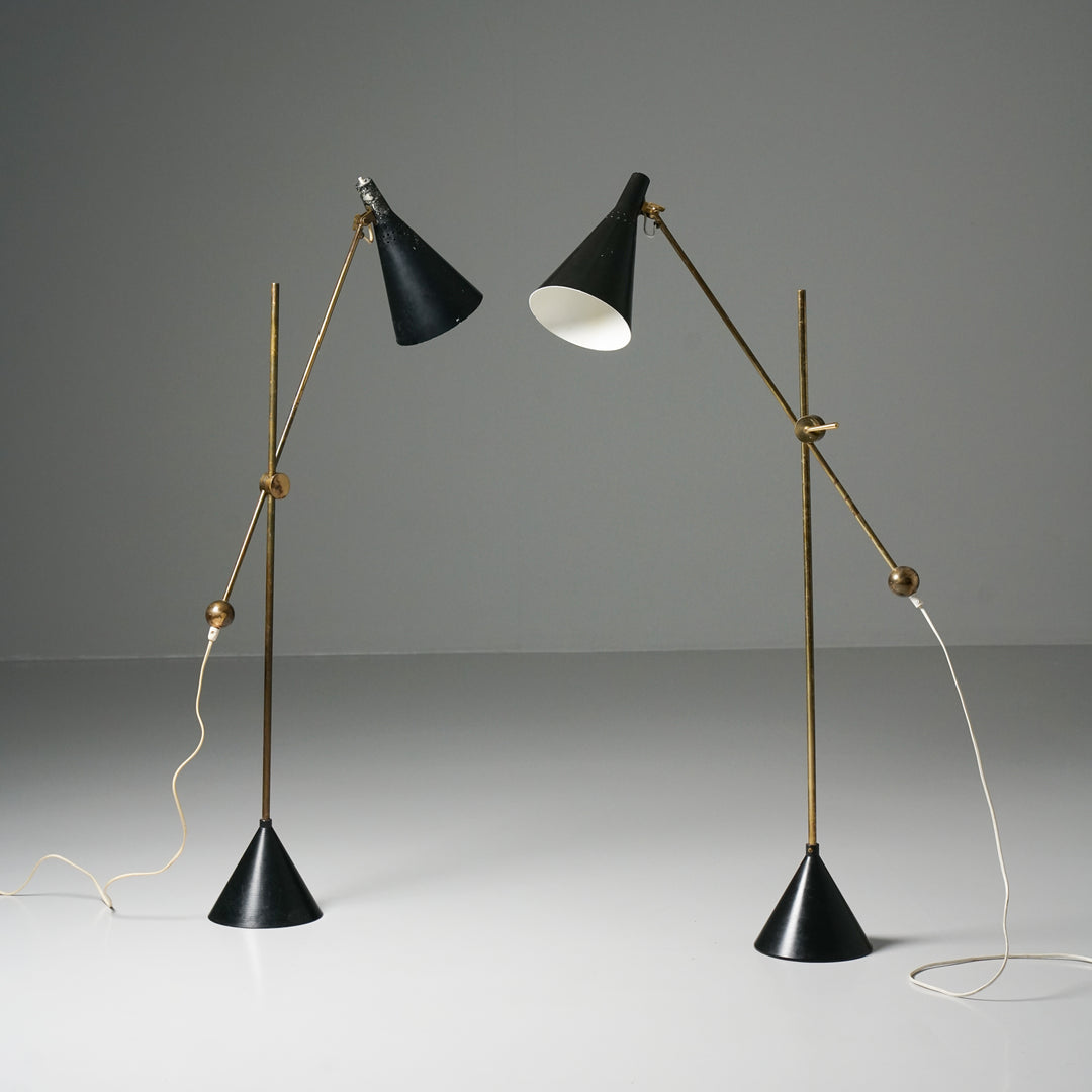 Pair of model K10-11 floor lamps, Tapio Wirkkala, Idman, 1950s