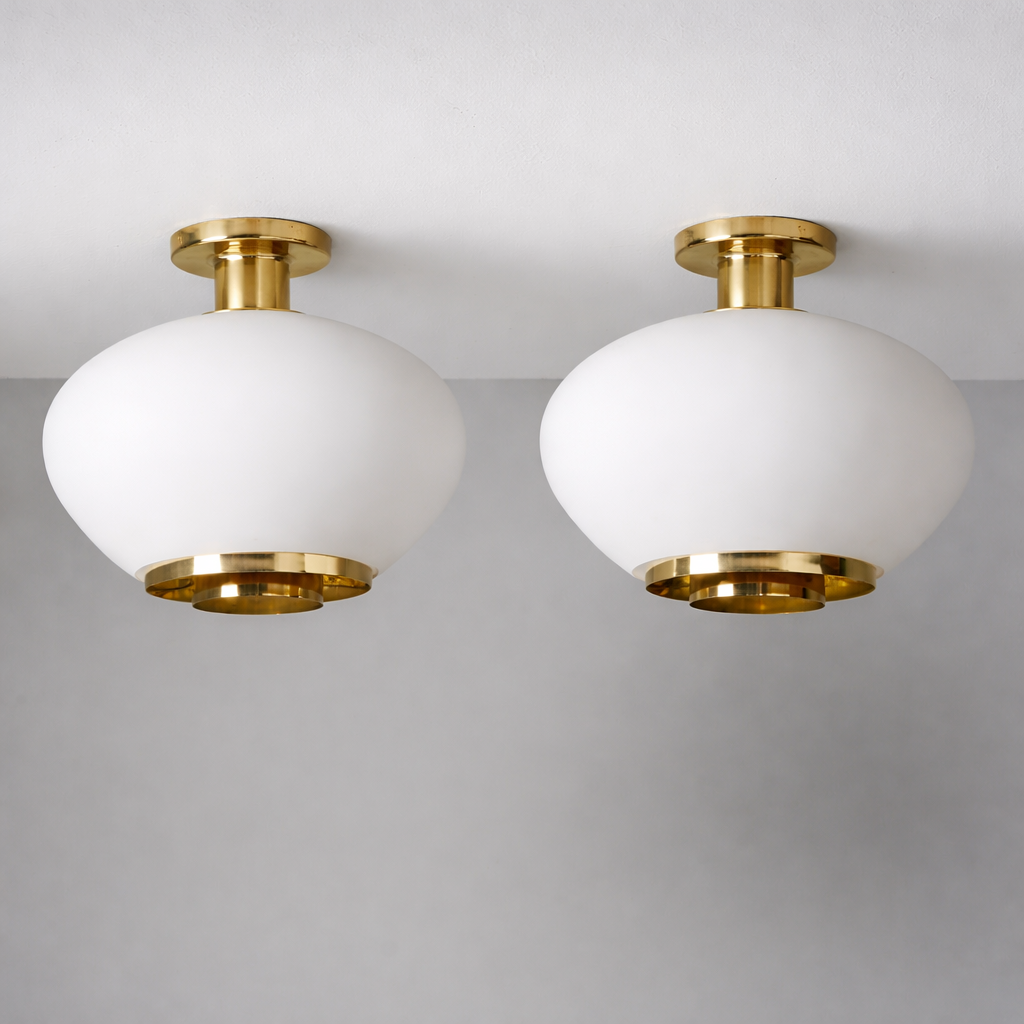 Rare pair of flush mounts, Paavo Tynell, Idman, Late 20th Century