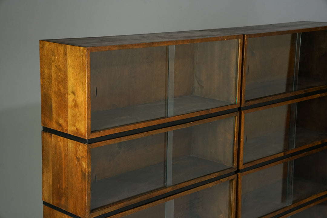 A 10-piece stackable shelving unit, Aino Aalto, Oy Huonekalu- ja Rakennustyötehdas Ab, 1930/1940s