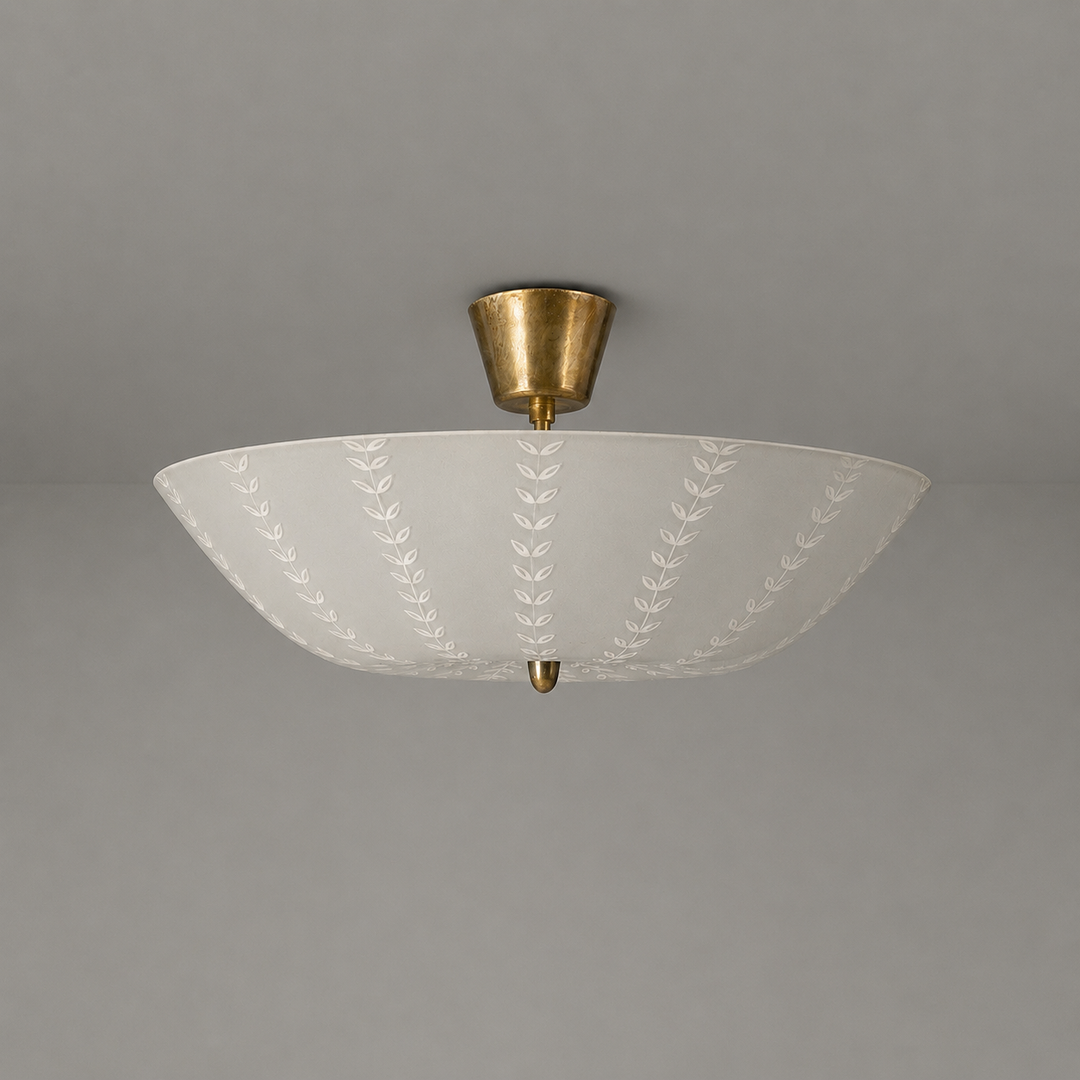 Rare hand-painted model 1001 flush mount, Lisa Johansson-Pape, Orno, 1950s