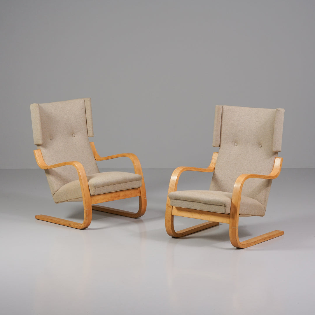 Pair of Model 401 armchairs, Alvar Aalto, Oy Huonekalu- ja Rakennustyötehdas Ab, 1940/1950s